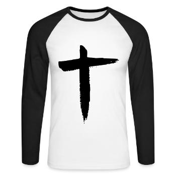 Cross - Unisex Long Sleeve Baseball T-Shirt - white/black - Front - Nik (191cm)
