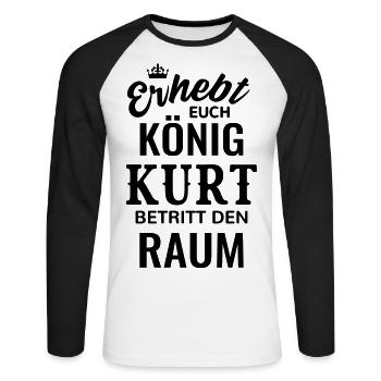 Name Kurt König Geschenkidee Geburtstag lustig - Unisex Baseballshirt langarm - Weiß/Schwarz - Vorne - Nik (191cm)