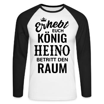Name Heino Geschenkidee Geburtstag lustig König - Unisex Baseballshirt langarm - Weiß/Schwarz - Vorne - Nik (191cm)
