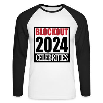 Blockout Célébrités 2024 | Les couleurs peuvent être changées - T-shirt baseball manches longues Homme - blanc/noir - Devant - Nik (191cm)