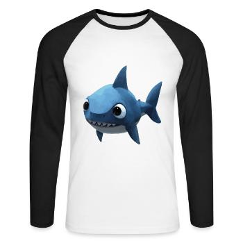 Bébé requin bleu - Mignon et élégant - T-shirt baseball manches longues Homme - blanc/noir - Devant - Nik (191cm)