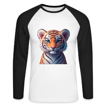 Bengal tiger baby - Unisex Long Sleeve Baseball T-Shirt - white/black - Front - Nik (191cm)