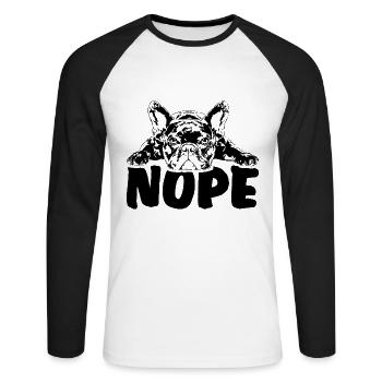 FRENCH BULLDOG Nope Dog Saying Dogs - Unisex Long Sleeve Baseball T-Shirt - white/black - Front - Nik (191cm)