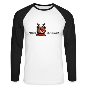 Frohe Weihnachten - Unisex Baseballshirt langarm - Weiß/Schwarz - Vorne - Nik (191cm)