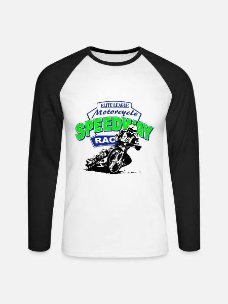 Motorcycle Speedway Racing - Unisex Long Sleeve Baseball T-Shirt - white/black