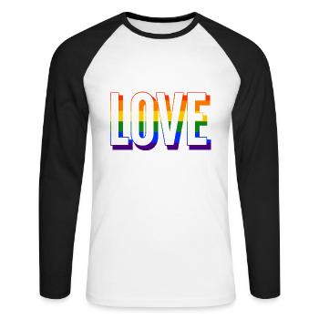 LGBT love in color Gay Pride CSD Rainbow Colorful - Unisex Long Sleeve Baseball T-Shirt - white/black - Front - Nik (191cm)