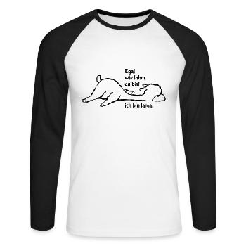 Egal wie lahm du bist ich bin lama - Wortspiel - Unisex Baseballshirt langarm - Weiß/Schwarz - Vorne - Nik (191cm)