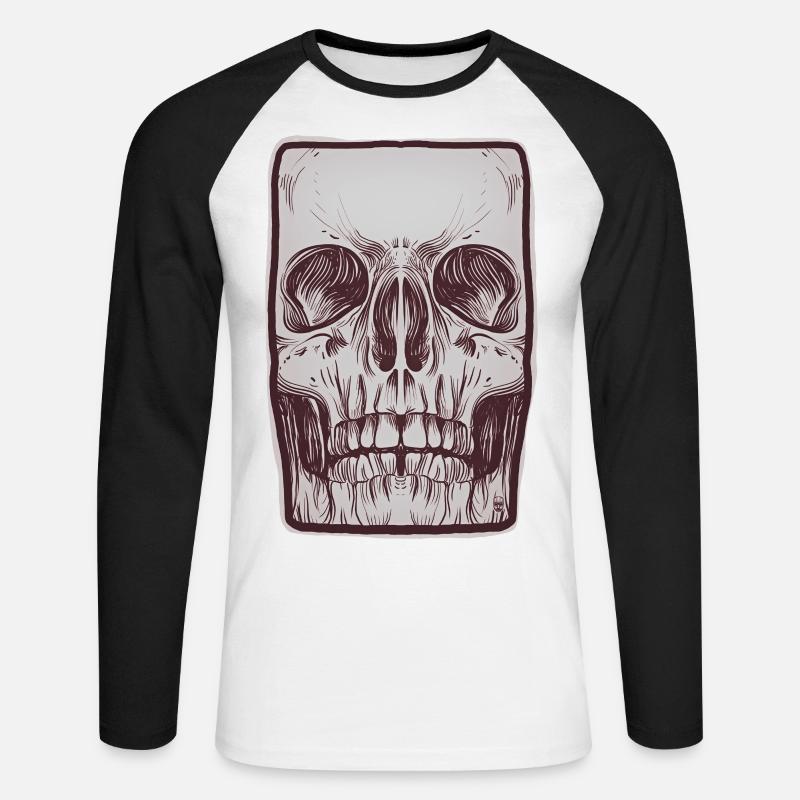 Vorderer Schädel - Unisex Baseballshirt langarm - Weiß/Schwarz