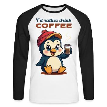 I'd rather drink coffee. - Unisex Long Sleeve Baseball T-Shirt - white/black - Front - Nik (191cm)