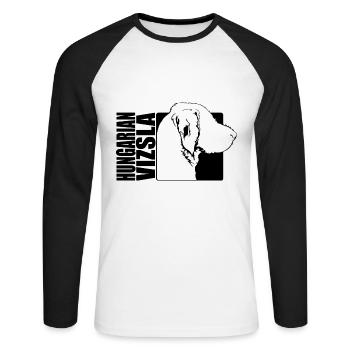 Hungarian Vizsla Drahthaar Profil Hunde Wilsigns - Unisex Baseballshirt langarm - Weiß/Schwarz - Vorne - Nik (191cm)