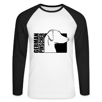 German Pinscher Profile Dogs Dog Wilsigns - Unisex Long Sleeve Baseball T-Shirt - white/black - Front - Nik (191cm)