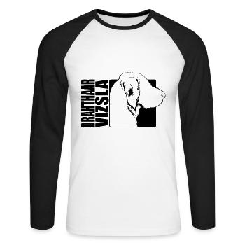 Drahthaar Vizsla Profil Hund Hunde Wilsigns - Unisex Baseballshirt langarm - Weiß/Schwarz - Vorne - Nik (191cm)