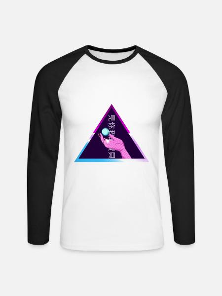 Japan Vapor Videogame - Unisex Baseballshirt langarm - Weiß/Schwarz
