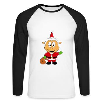 WEIHNACHTSMANN - SCHAF - WEIHNACHTEN - TIERISCH - Unisex Baseballshirt langarm - Weiß/Schwarz - Vorne - Nik (191cm)