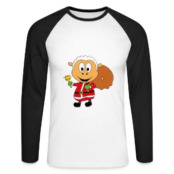 SCHAF - WEIHNACHTSMANN - TIER - TIERISCH - Unisex Baseballshirt langarm - Weiß/Schwarz - Vorne - Nik (191cm)