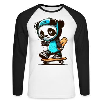 Panda Skate Co. - Unisex Baseballshirt langarm - Weiß/Schwarz - Vorne - Nik (191cm)