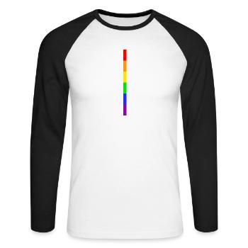 Rainbow Stripe - Unisex Baseballshirt langarm - Weiß/Schwarz - Vorne - Nik (191cm)