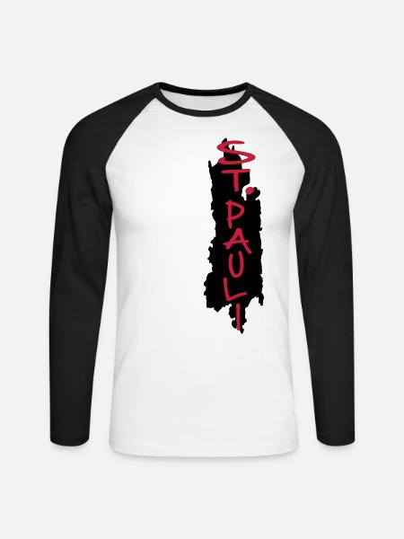 st.pauli - Unisex Baseballshirt langarm - Weiß/Schwarz