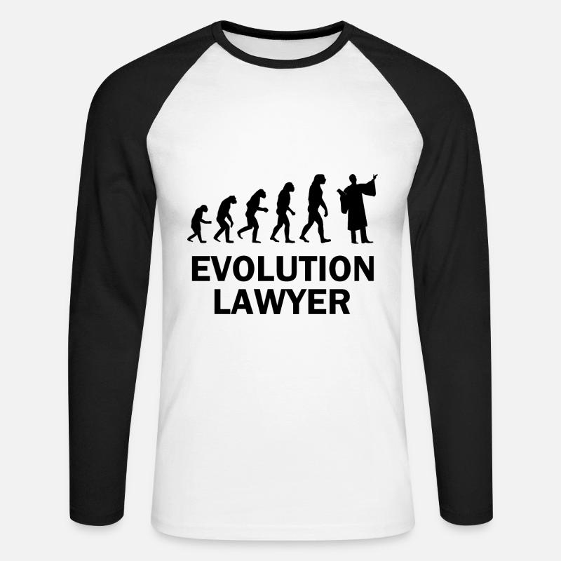 Lawyer Evolution Primaten Gericht Anwaltsrobe - Unisex Baseballshirt langarm - Weiß/Schwarz