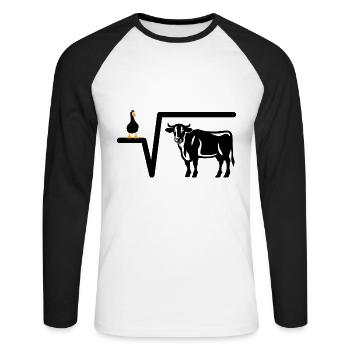 Ente Wurzel aus Kuh - Mathe Geschenk - Unisex Baseballshirt langarm - Weiß/Schwarz - Vorne - Nik (191cm)