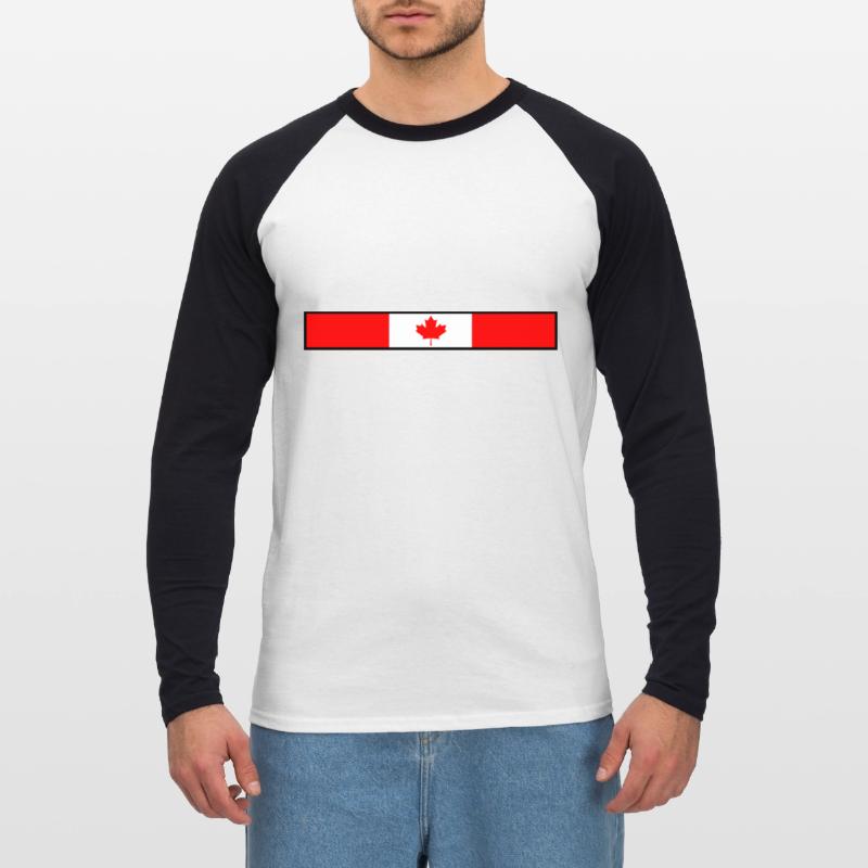 Drapeau du Canada T-shirt baseball manches longues Homme