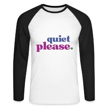 Un peu de paix et de tranquillité s’il vous plaît - pour tous les amoureux du silence - T-shirt baseball manches longues Homme - blanc/noir - Devant - Nik (191cm)