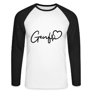 Genf Herzschlag Schweiz Genf - Unisex Baseballshirt langarm - Weiß/Schwarz - Vorne - Nik (191cm)