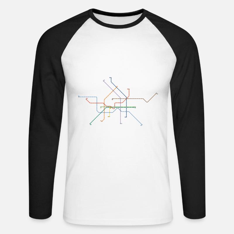 U Bahn Netzplan Berlin Andenken Souvenir Geschenk - Unisex Baseballshirt langarm - Weiß/Schwarz
