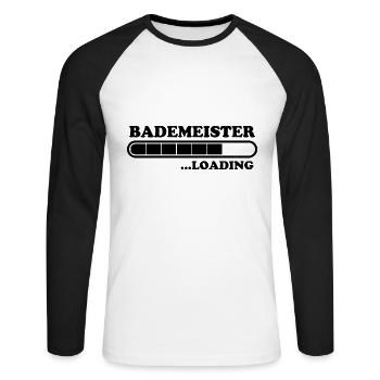 Bademeister Spruch Lustiges Bademeister Geschenk - Unisex Baseballshirt langarm - Weiß/Schwarz - Vorne - Nik (191cm)