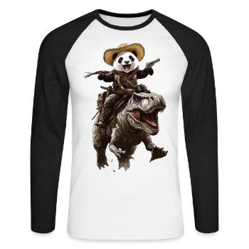 Panda - Unisex Baseballshirt langarm - Weiß/Schwarz - Vorne - Nik (191cm)