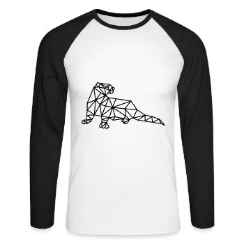 Ligne géométrique Otter - T-shirt baseball manches longues Homme - blanc/noir - Devant - Nik (191cm)
