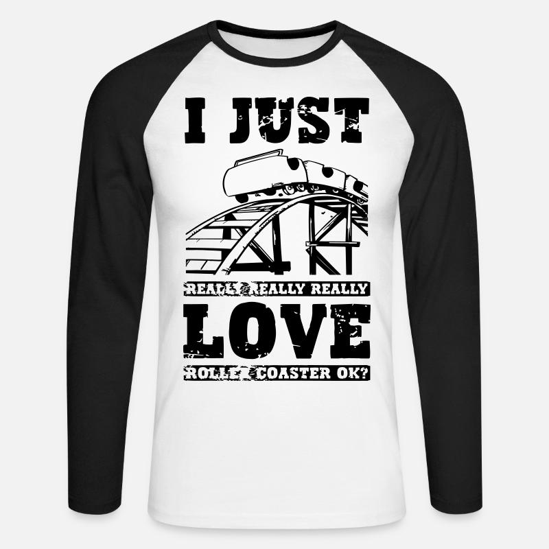 I Love Roller Coaster - Unisex Baseballshirt langarm - Weiß/Schwarz