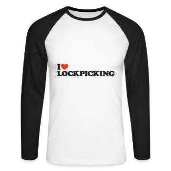 I love Lockpicking Herz Shirt - Unisex Baseballshirt langarm - Weiß/Schwarz - Vorne - Nik (191cm)