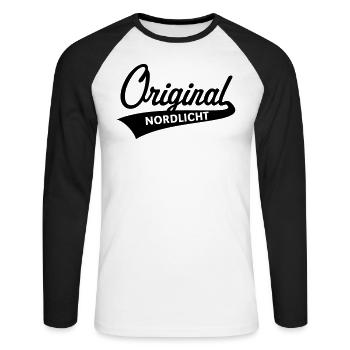 Original Nordlicht (Norddeutsch / Nordisch / 1C) - Unisex Baseballshirt langarm - Weiß/Schwarz - Vorne - Nik (191cm)