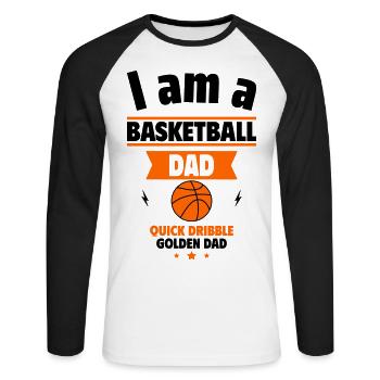 Cadeau pour la fête des pères : un papa basketteur qui vaut son pesant d’or - T-shirt baseball manches longues Homme - blanc/noir - Devant - Nik (191cm)