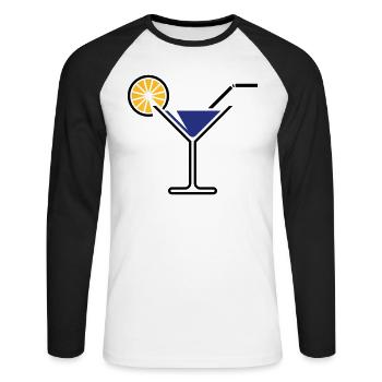 Cocktail Glass / Martini Glass + (Blue) - Unisex Long Sleeve Baseball T-Shirt - white/black - Front - Nik (191cm)