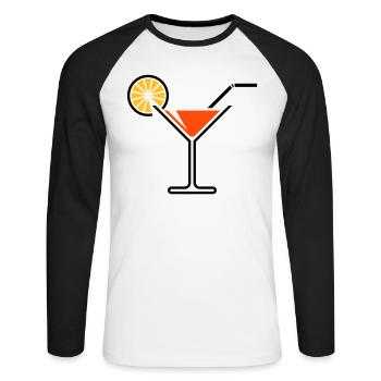 Cocktail Glass / Martini Glass + (Orange) - Unisex Long Sleeve Baseball T-Shirt - white/black - Front - Nik (191cm)