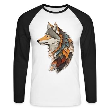 Wolf - Unisex Long Sleeve Baseball T-Shirt - white/black - Front - Nik (191cm)