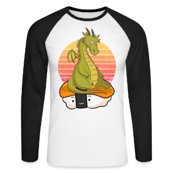 Sushi Dragon - T-shirt baseball manches longues Homme - blanc/noir - Devant - Nik (191cm)
