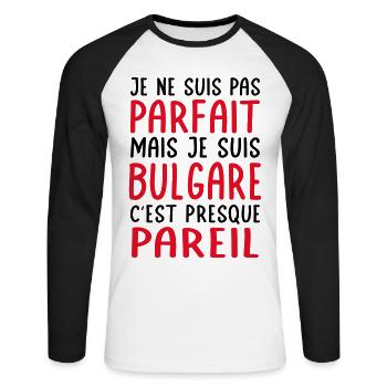 Je ne suis pas parfait mais je suis Bulgare - T-shirt baseball manches longues Homme - blanc/noir - Devant - Nik (191cm)