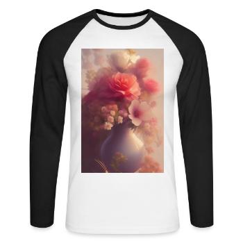 Art floral - T-shirt baseball manches longues Homme - blanc/noir - Devant - Nik (191cm)