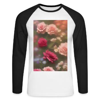 Art floral - T-shirt baseball manches longues Homme - blanc/noir - Devant - Nik (191cm)