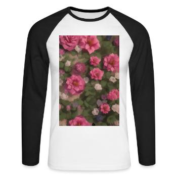 Art floral - T-shirt baseball manches longues Homme - blanc/noir - Devant - Nik (191cm)