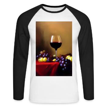 Buveurs de vin - T-shirt baseball manches longues Homme - blanc/noir - Devant - Nik (191cm)