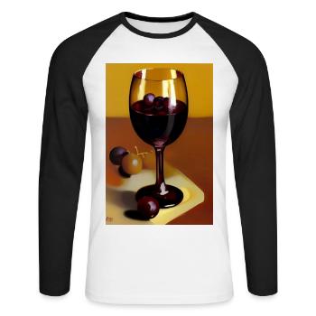 Buveurs de vin - T-shirt baseball manches longues Homme - blanc/noir - Devant - Nik (191cm)
