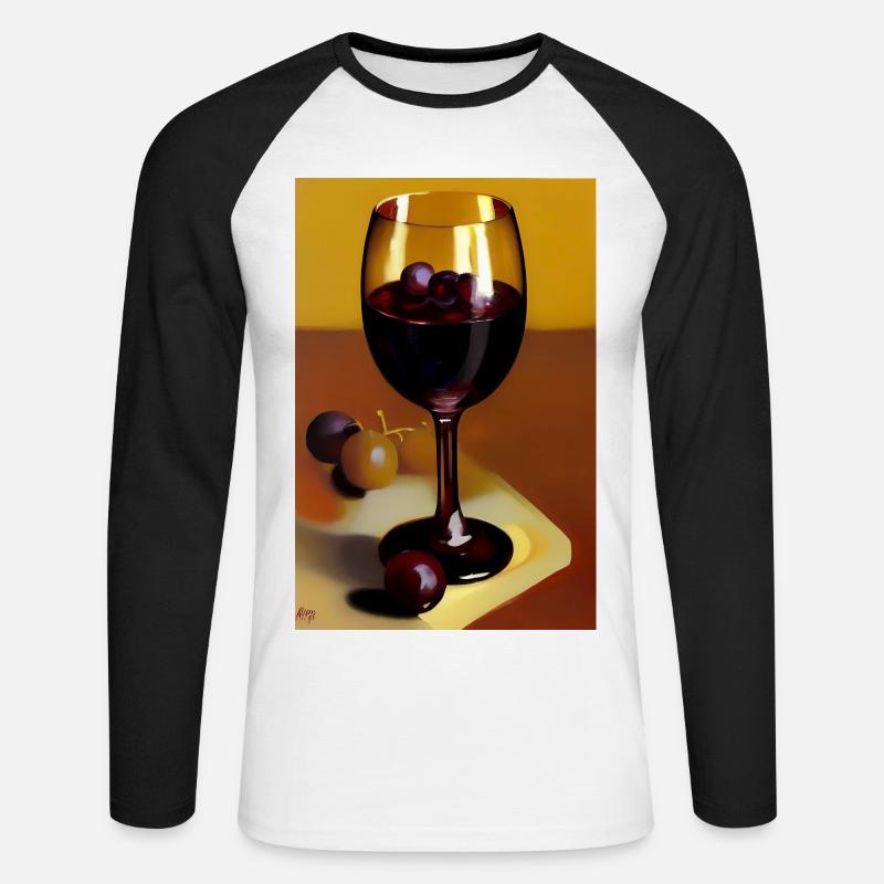 Wein Trinker - Unisex Baseballshirt langarm - Weiß/Schwarz