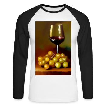 Buveurs de vin - T-shirt baseball manches longues Homme - blanc/noir - Devant - Nik (191cm)