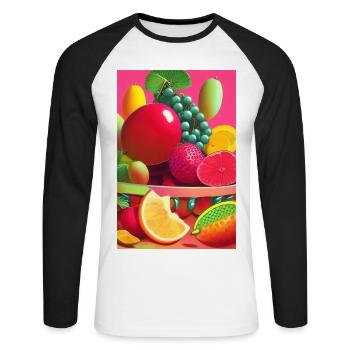 Fruit - T-shirt baseball manches longues Homme - blanc/noir - Devant - Nik (191cm)