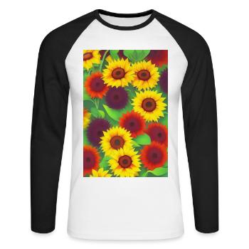 Sunflowers - Unisex Long Sleeve Baseball T-Shirt - white/black - Front - Nik (191cm)