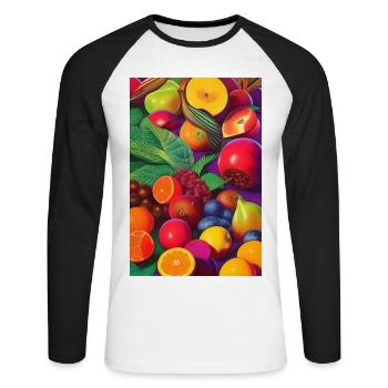 Fruit - T-shirt baseball manches longues Homme - blanc/noir - Devant - Nik (191cm)